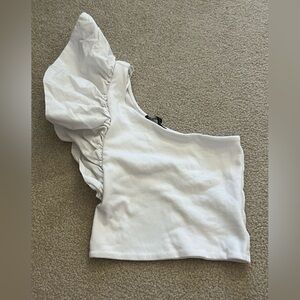 Zara ruffled asymmetrical top white